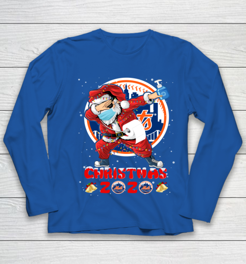 New York Mets Funny Santa Claus Dabbing Christmas 2020 MLB Youth Long Sleeve 7