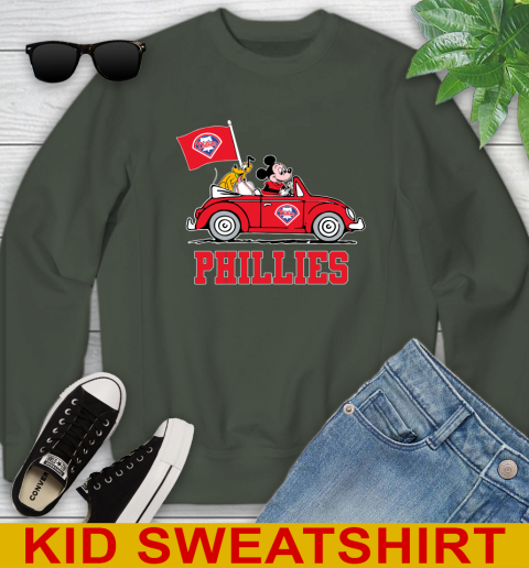 MLB Baseball Philadelphia Phillies Pluto Mickey Driving Disney Shirt Youth Sweatshirt 9