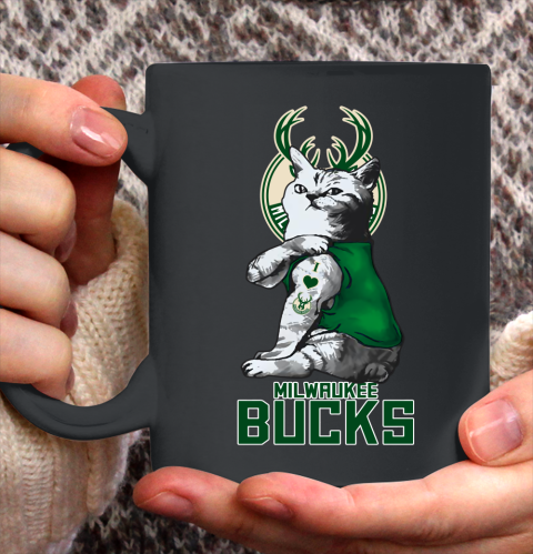NBA Basketball My Cat Loves Milwaukee Bucks Ceramic Mug 11oz 2