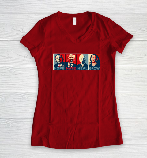 Hope Hate Heal Grow Women's V-Neck T-Shirt 6