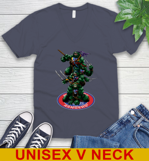 NHL Hockey New York Rangers Teenage Mutant Ninja Turtles Shirt V-Neck T-Shirt 8
