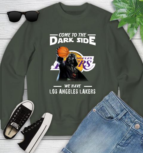 NBA Come To The Dark Side We Have Los Angeles Lakers Star Wars Darth Vader Basketball Youth Sweatshirt 9