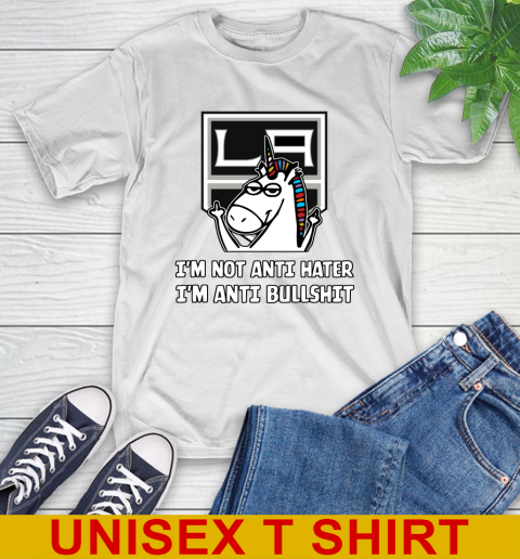 Los Angeles Kings NHL Hockey Unicorn I'm Not Anti Hater I'm Anti Bullshit T-Shirt