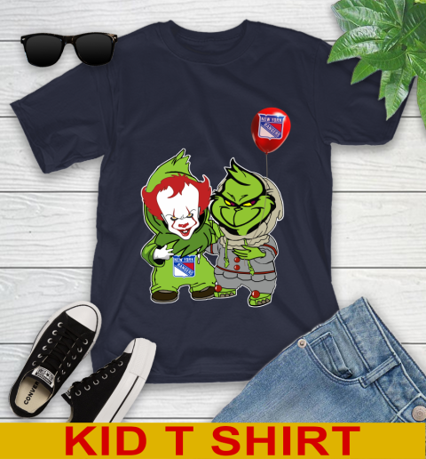 New York Rangers Baby Pennywise Grinch Christmas NHL Hockey Youth T-Shirt 3