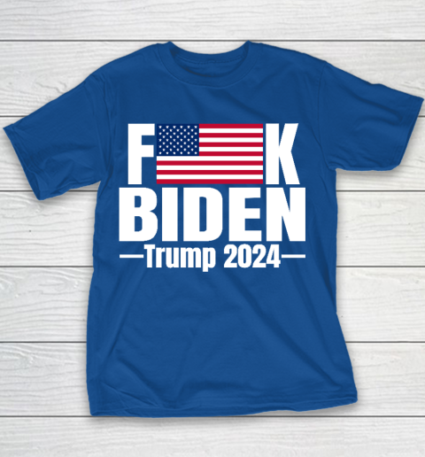 Fuck Biden American Flag Trump 2024 Youth T-Shirt 6
