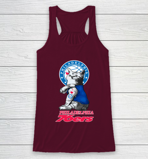 NBA Basketball My Cat Loves Philadelphia 76ers Racerback Tank 2