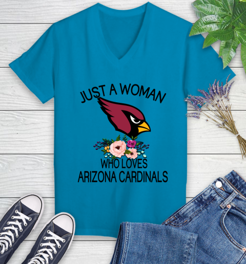 NFL Just A Woman Who Loves Arizona Cardinals Football Sports Women's V-Neck T-Shirt 4