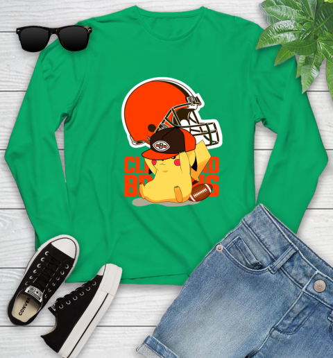 NFL Pikachu Football Sports Cleveland Browns Youth Long Sleeve 6