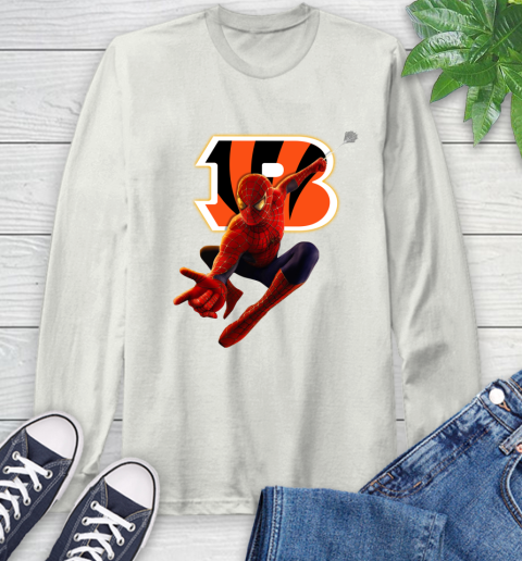 NFL Spider Man Avengers Endgame Football Cincinnati Bengals Long Sleeve T-Shirt 12