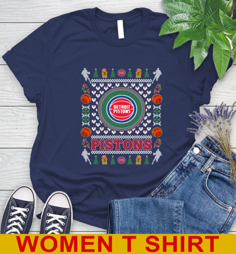 Detroit Pistons Merry Christmas NBA Basketball Loyal Fan Women's T-Shirt 12