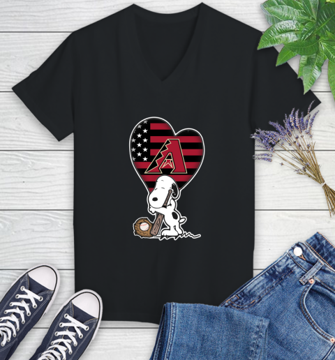 Washington Capitals MLB Baseball The Peanuts Movie Adorable Snoopy Women's V-Neck T-Shirt 2
