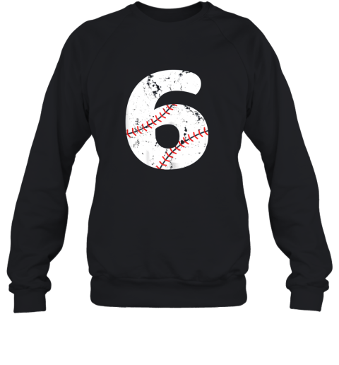 Number #6 BASEBALL Vintage Distressed Team Sweatshirt