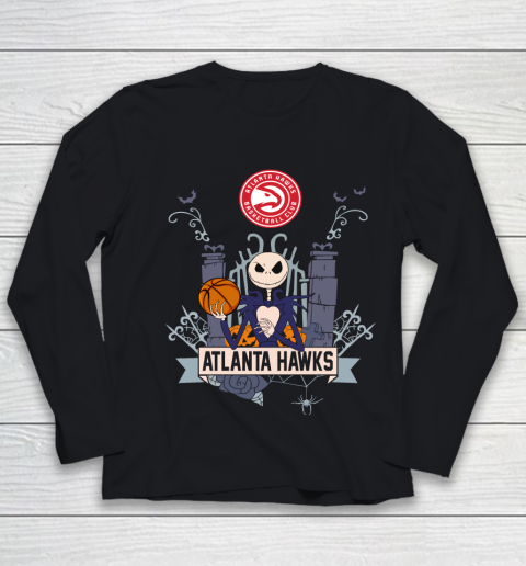 NBA Atlanta Hawks Basketball Jack Skellington Halloween Youth Long Sleeve