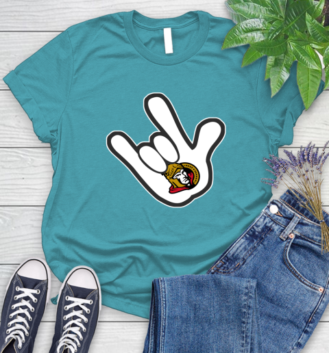 Ottawa Senators NHL Hockey Mickey Rock Hand Disney Women's T-Shirt 12