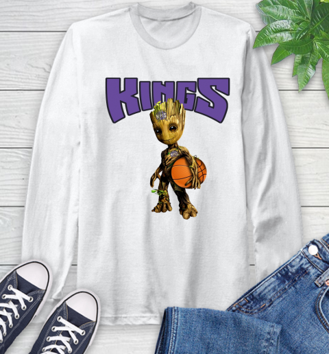 Sacramento Kings NBA Basketball Groot Marvel Guardians Of The Galaxy Long Sleeve T-Shirt