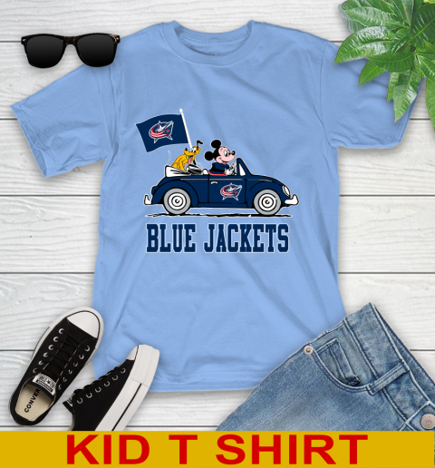 NHL Hockey Columbus Blue Jackets Pluto Mickey Driving Disney Shirt Youth T-Shirt 11