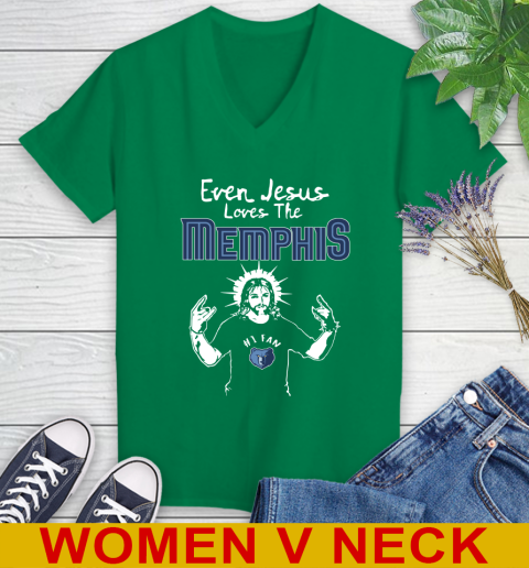 Memphis Grizzlies NBA Basketball Even Jesus Loves The Memphis Shirt Women's V-Neck T-Shirt 5