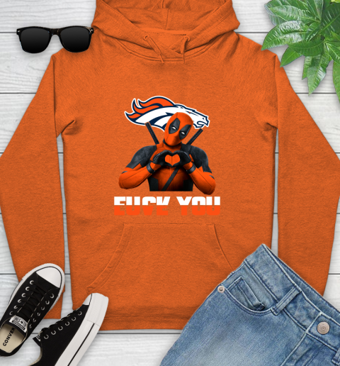 NHL Denver Broncos Deadpool Love You Fuck You Football Sports Youth Hoodie 4
