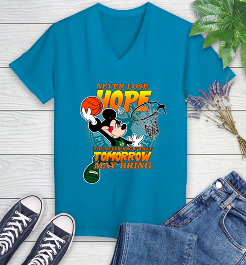 Milwaukee Bucks NBA Basketball Mickey Disney Never Lose Hope Women's V-Neck T-Shirt 7