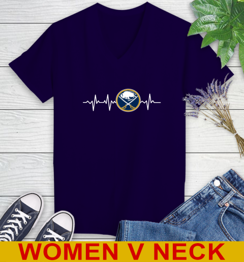 Buffalo Sabres NHL Hockey Heart Beat Shirt Women's V-Neck T-Shirt 3