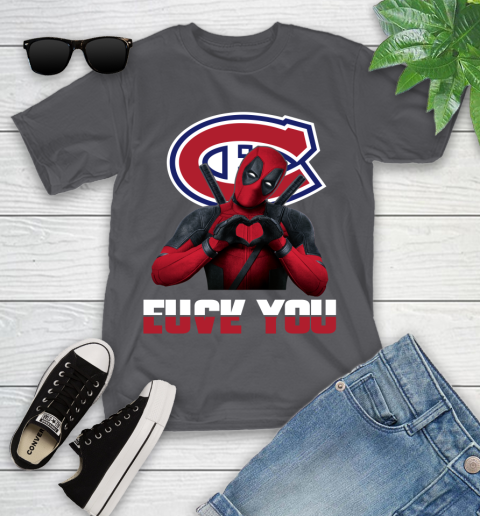 NHL Montreal Canadiens Deadpool Love You Fuck You Hockey Sports Youth T-Shirt 6