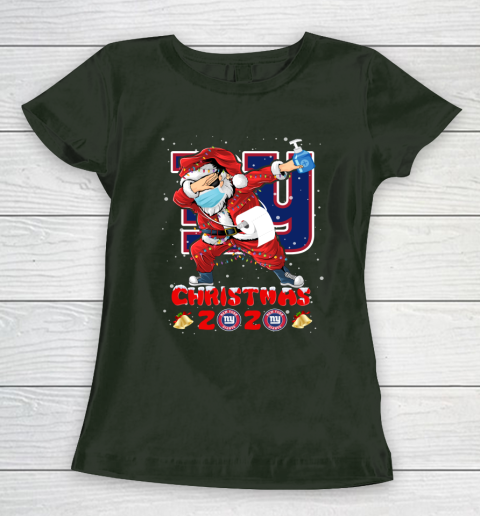 New York Giants Funny Santa Claus Dabbing Christmas 2020 NFL Women's T-Shirt 4