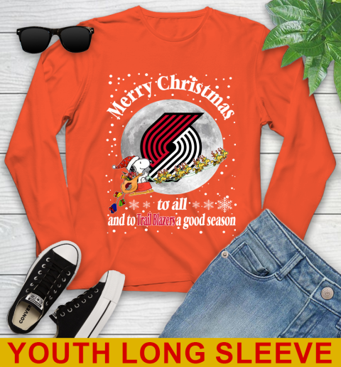 Portland Trail Blazers Merry Christmas To All And To Trail Blazers A Good Season NBA Basketball Sports Youth Long Sleeve 3