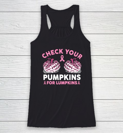 Check Your Pumpkins Breast Cancer Awareness Halloween Racerback Tank