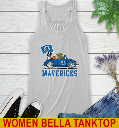 NBA Basketball Dallas Mavericks Darth Vader Baby Yoda Driving Star Wars Shirt Racerback Tank