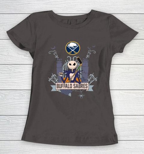 NHL Buffalo Sabres Hockey Jack Skellington Halloween Women's T-Shirt 7