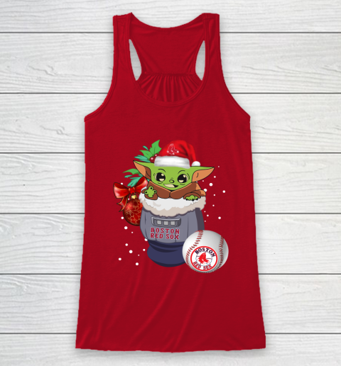 Boston Red Sox Christmas Baby Yoda Star Wars Funny Happy MLB Racerback Tank 5