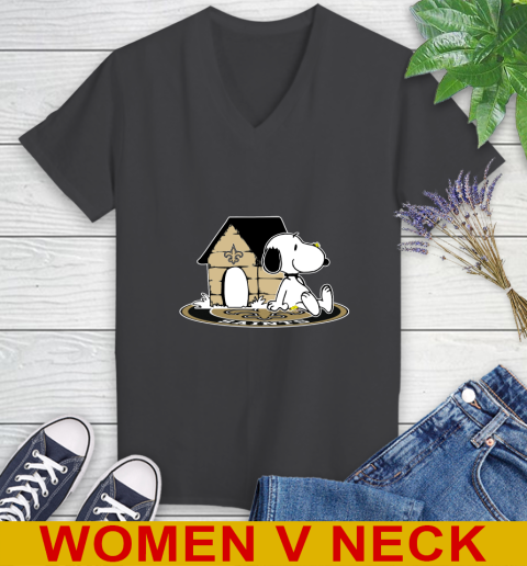NFL Football New Orleans Saints Snoopy The Peanuts Movie Shirt Women's V-Neck T-Shirt 9