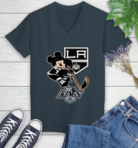 Los Angeles Kings Mickey Mouse Disney Hockey T Shirt Women's V-Neck T-Shirt 8
