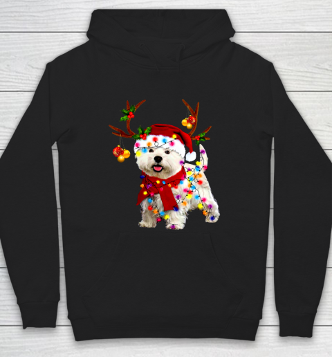 Santa westie dog gorgeous reindeer Light Christmas Hoodie