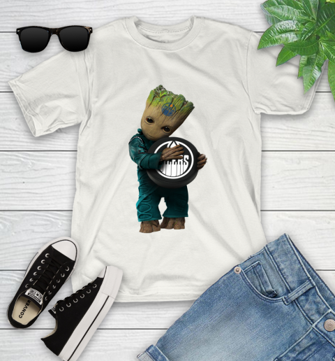 NHL Groot Guardians Of The Galaxy Hockey Sports Edmonton Oilers Youth T-Shirt