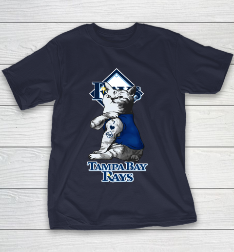 MLB Baseball My Cat Loves Tampa Bay Rays Youth T-Shirt 2
