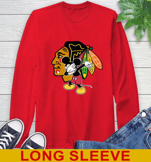 Chicago Blackhawks NHL Hockey Dabbing Mickey Disney Sports Long Sleeve T-Shirt 10