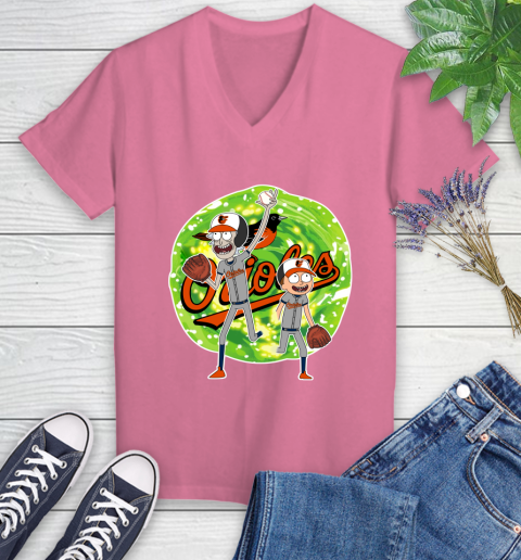 MLB Baltimore Orioles Rick And Morty Baseball Sports Women's V-Neck T-Shirt 13