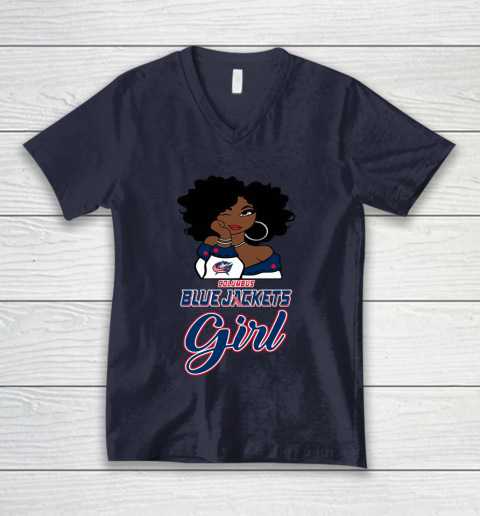 Columbus Blue Jackets Girl NHL V-Neck T-Shirt 3
