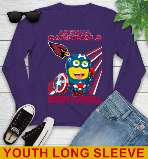 NFL Football Arizona Cardinals Captain America Marvel Avengers Minion Shirt Youth Long Sleeve 4
