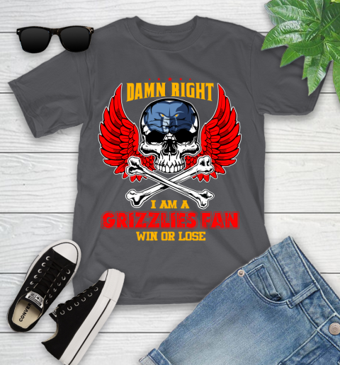 NBA Damn Right I Am A Memphis Grizzlies Win Or Lose Skull Basketball Sports Youth T-Shirt 6