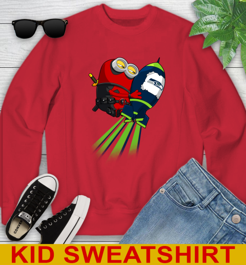NFL Football Seattle Seahawks Deadpool Minion Marvel Shirt Youth Sweatshirt 8 NFL Football Seattle Seahawks Deadpool Minion Marvel Shirt Youth Sweatshirt - Image 8