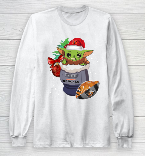 Cincinnati Bengals Christmas Baby Yoda Star Wars Funny Happy NFL Long Sleeve T-Shirt 2