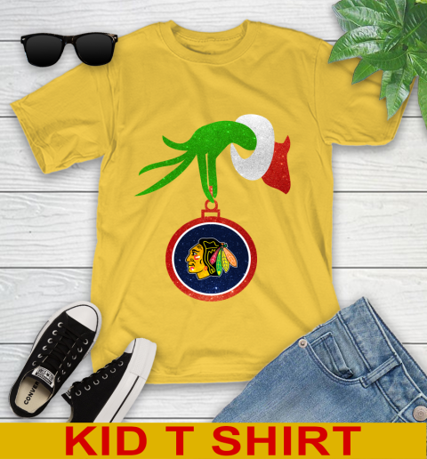 Chicago Blackhawks Grinch Merry Christmas NHL Hockey Youth T-Shirt 8