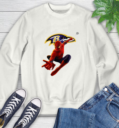 NFL Spider Man Avengers Endgame Football Baltimore Ravens Sweatshirt