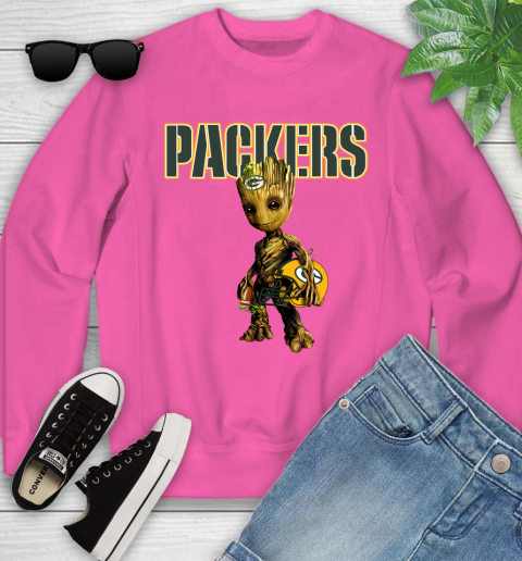 Green Bay Packers NFL Football Groot Marvel Guardians Of The Galaxy Youth Sweatshirt 7