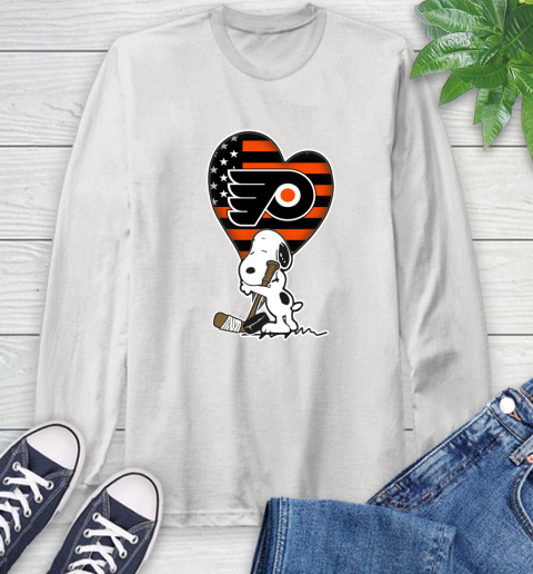 Philadelphia Flyers NHL Hockey The Peanuts Movie Adorable Snoopy Long Sleeve T-Shirt