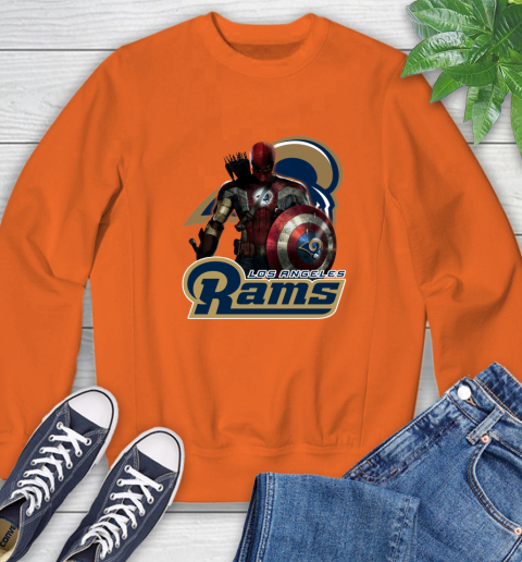NFL Captain America Thor Spider Man Hawkeye Avengers Endgame Football Los Angeles Rams Sweatshirt 4
