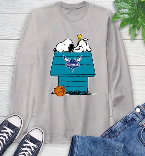 Charlotte Hornets NBA Basketball Snoopy Woodstock The Peanuts Movie Long Sleeve T-Shirt 12