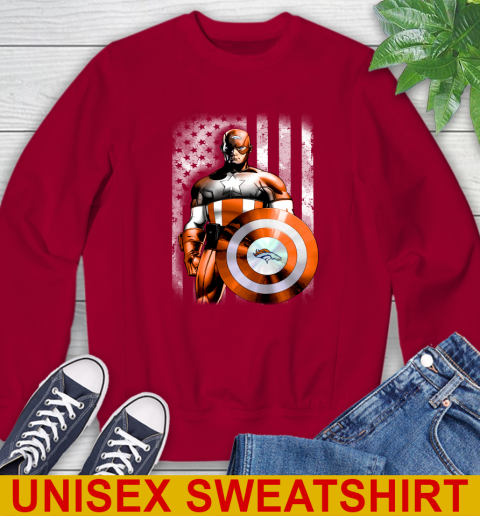Denver Broncos NFL Football Captain America Marvel Avengers American Flag Shirt Sweatshirt 9